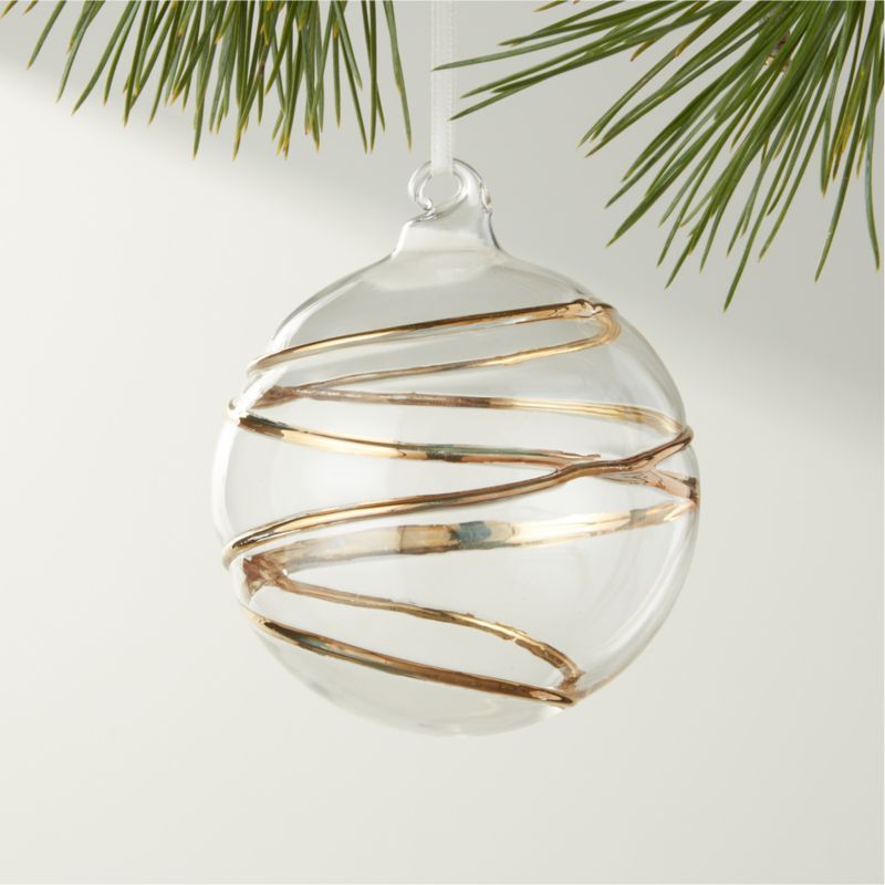 Salaria 24K Gold and Glass Round Christmas Ornament 3'' | CB2 | CB2