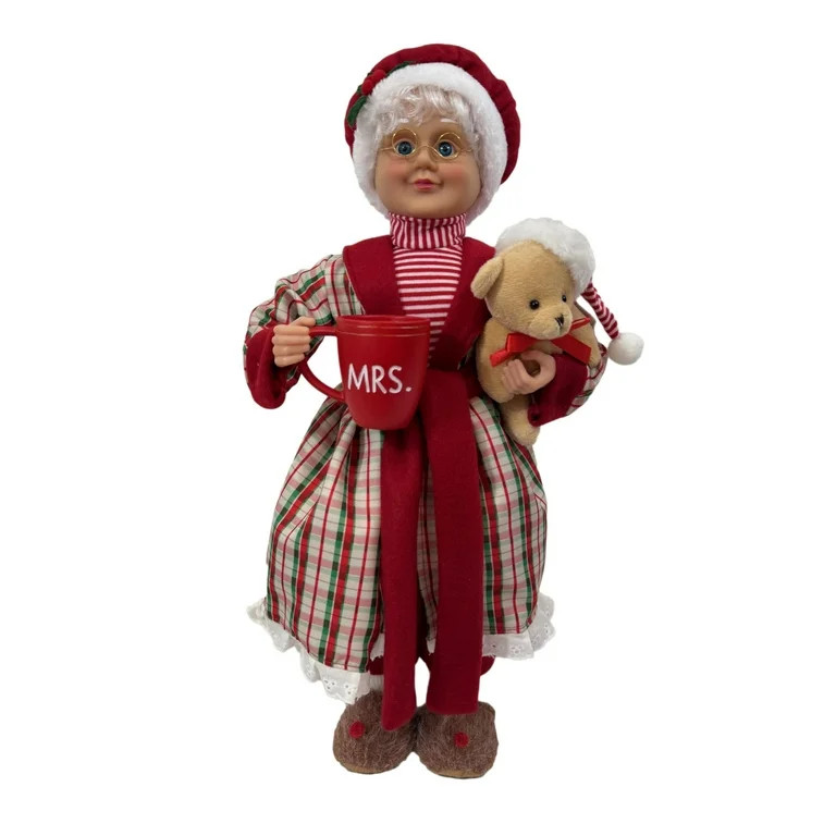 Holiday Time 18in Mrs. Claus With Mug And Bear Adds Cozy Charm To Your Décor | Walmart (US)