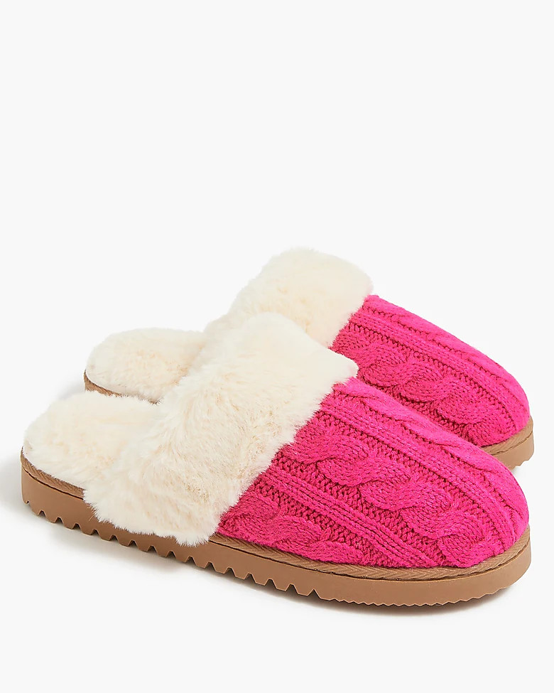 Cable-knit scuff slippers | J.Crew Factory