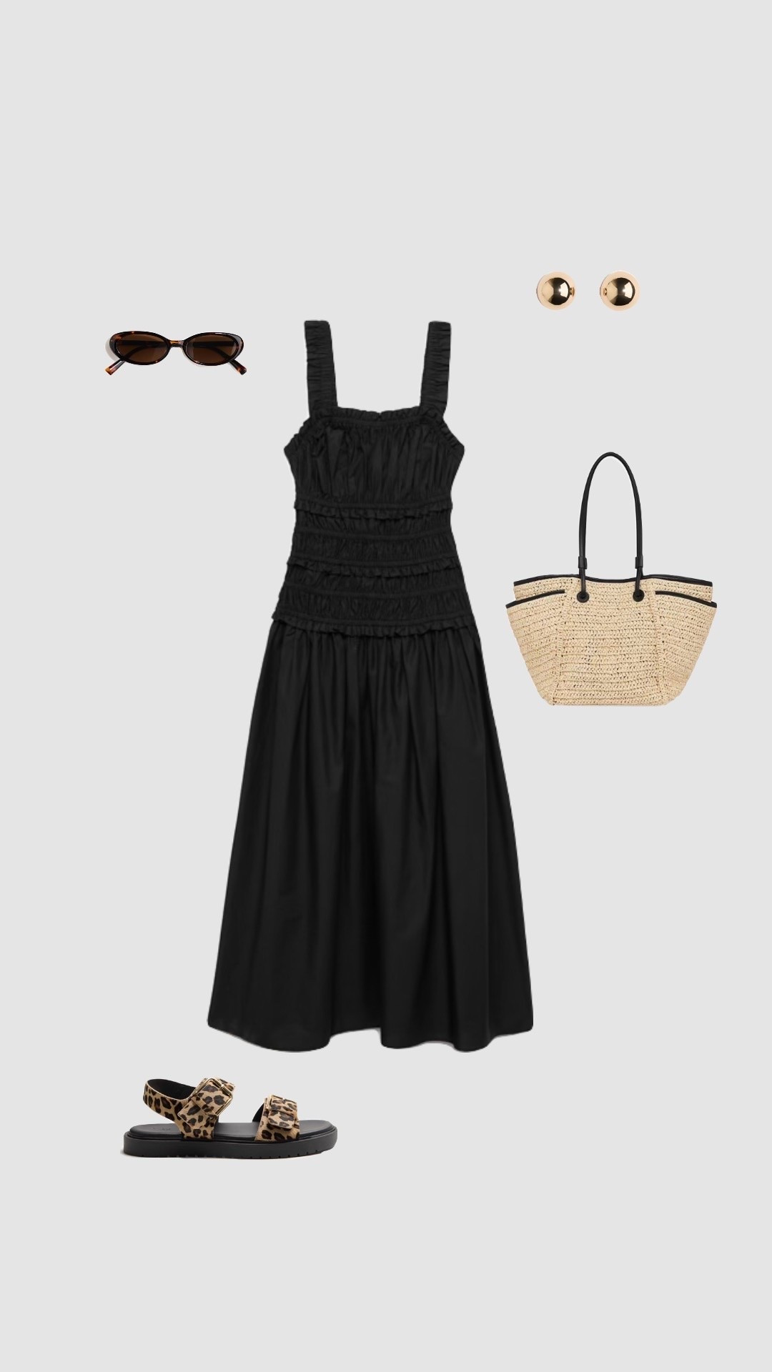 Summer Outfit Inspo ✨

• black shirred midi dress womens uk 2026 trendy outfits city break outfit leopard print flatform platform sandals woven beige cream tote beach bag date night outfits pub uk cat eye sunglasses brunch outfit spring heatwave outfit •

#LTKuk #LTKsummer #LTKtravel