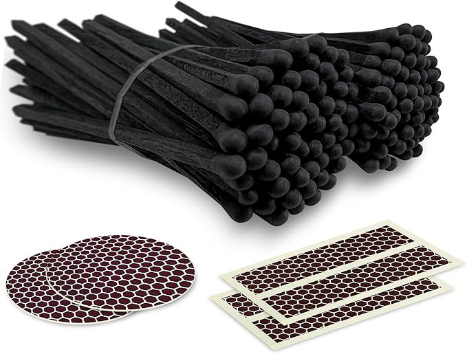 4" All Black Matches (100 Count, with Striking Stickers Included) | Decorative Unique & Fun for Y... | Amazon (US)
