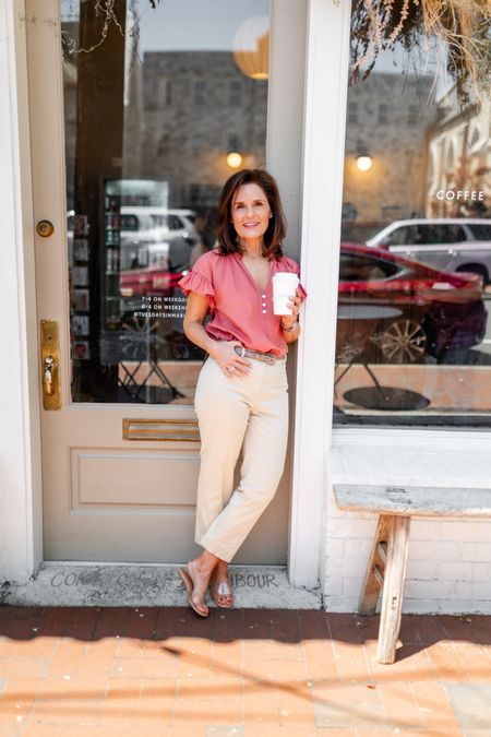 Petite cropped pants that are a summer essential.  Available in great neutral colors.  Perfect for business casual or casual looks.

Paired with a kitten feel that goes with everything all summer.
#ltkpetite #petite

#LTKWorkwear #LTKShoeCrush #LTKOver40