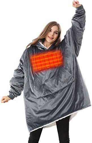 Venustas Heated Wearable Blanket Hoodie with Battery Pack 7.4V, Oversized Sherpa Blanket Hoodie S... | Amazon (US)