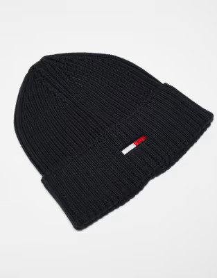 Tommy Jeans flag logo beanie and scarf set in black | ASOS (Global)