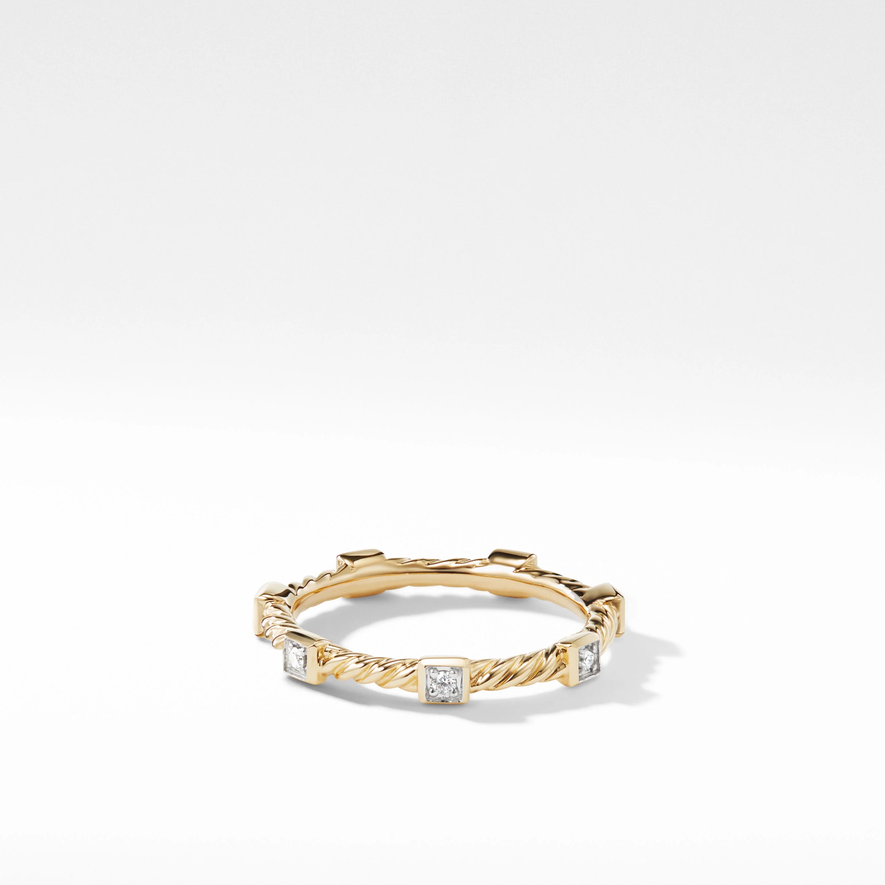 Cable Collectibles® Stack Ring in 18K Yellow Gold with Diamonds | David Yurman