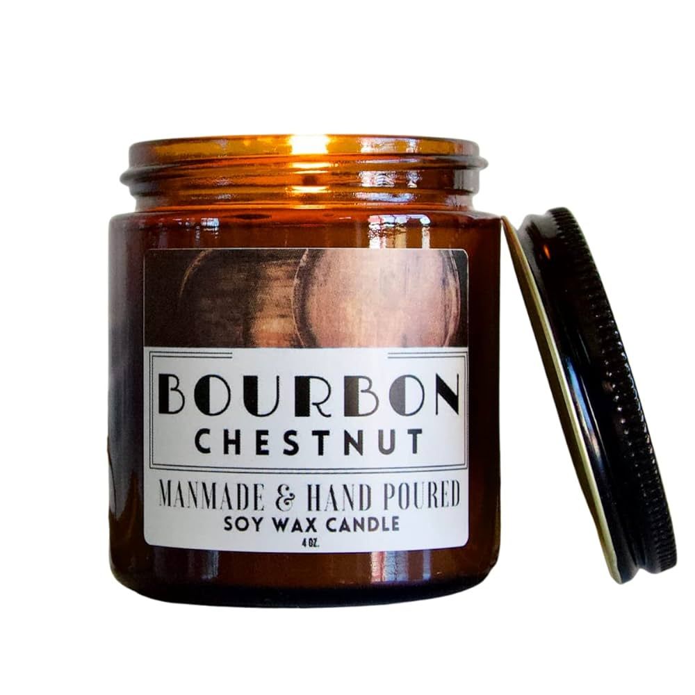 Bourbon Gift - Bourbon Chestnut Candle - 4oz Soy Wax Candle - Gift for Men | Amazon (US)