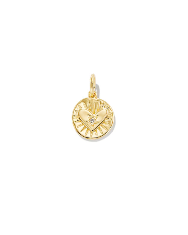 Shining 18k Gold Vermeil Heart Charm in White Sapphire | Kendra Scott