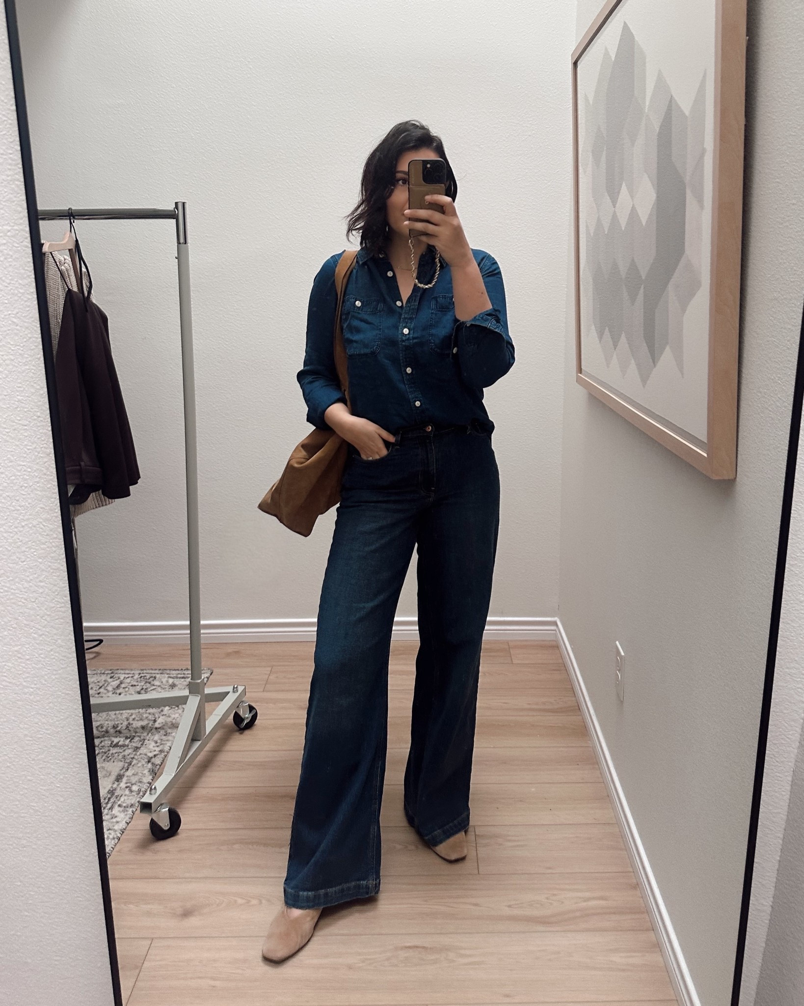 Denim on denim today. New shirt from Nuuly (I’ve linked it here!) and I really like it. I’m in the large, it runs snug.

I’m in the 30 of the jeans, they fit TTS. 