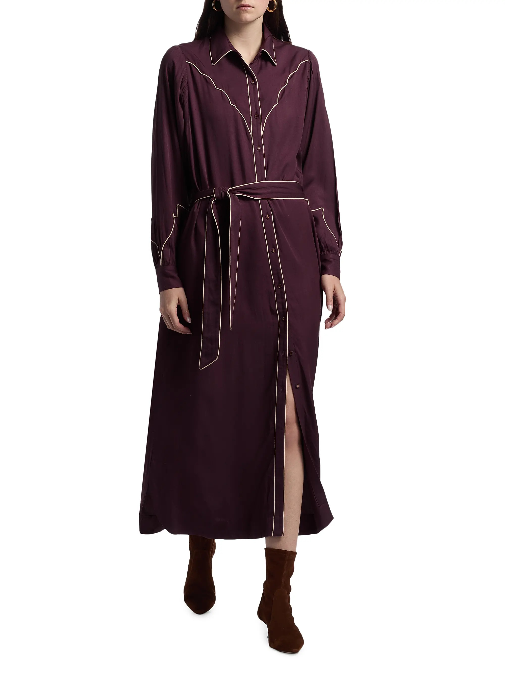 Rodeo Contrast Piped Maxi Shirtdress | Saks Fifth Avenue