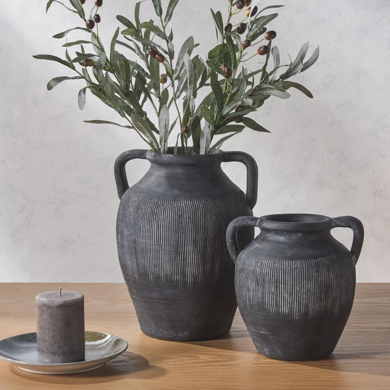 Juniour Handcrafted Textured Stoneware Table Vase (Set of 2) | Wayfair North America