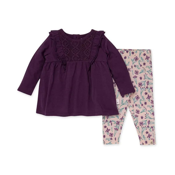 Crochet Organic Baby Tunic & Floral History Legging Set | Burts Bees Baby