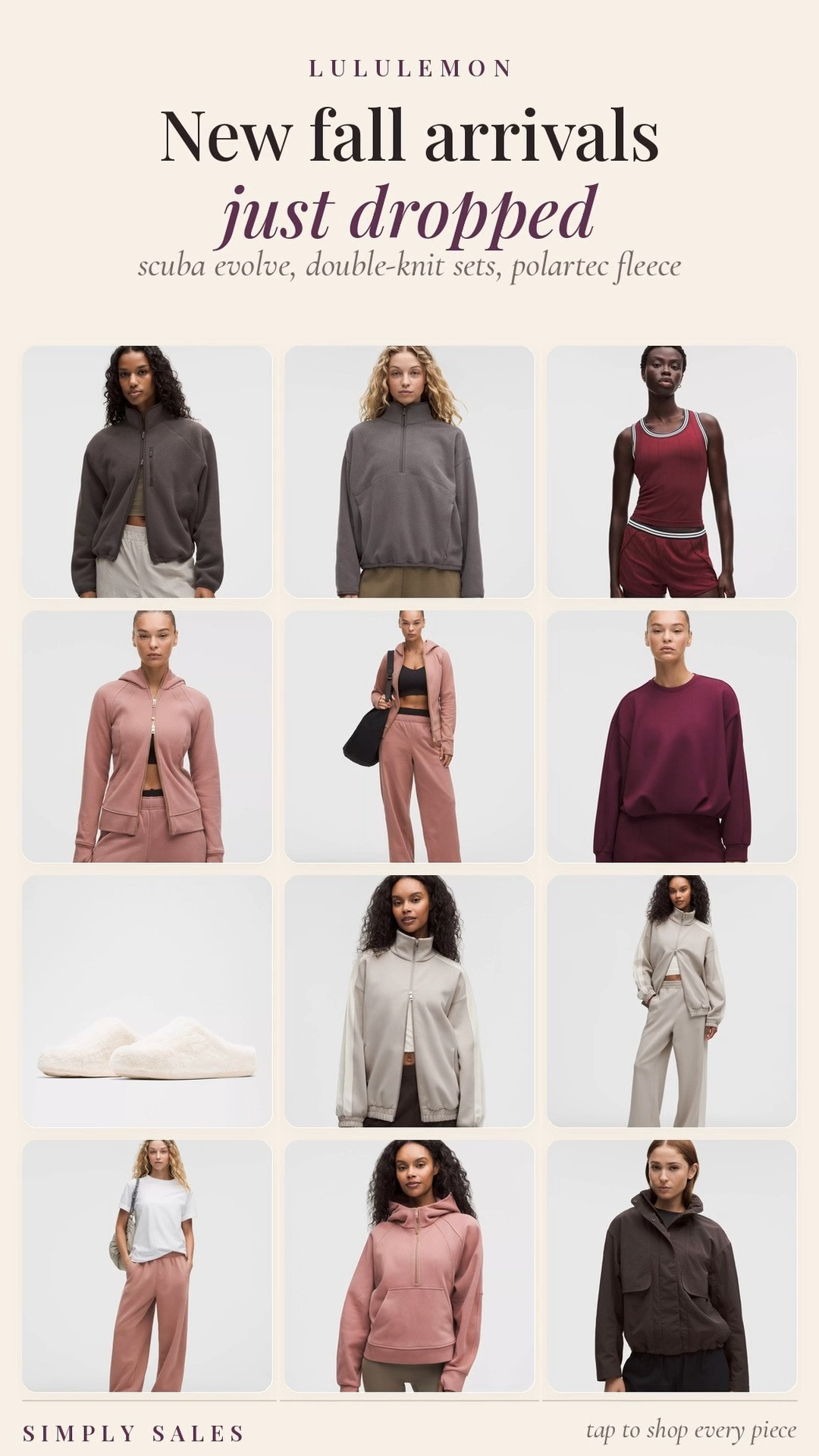 lululemon just dropped their new fall pieces. Scuba Evolve in a soft pink, the Double-Knit matching set in cream, and the Polartec fleece jackets are back.

scuba evolve hoodie, scuba evolve jogger, scuba evolve straight leg pant, double knit full zip, double knit high rise pant, polartec fleece jacket, polartec half zip, smooth spacer oversized crew, seamless stripe tank, faux fur mule slippers, always effortless jacket, lululemon new arrivals, fall athleisure, matching sets

#LTKootd #LTKActive #LTKOver40