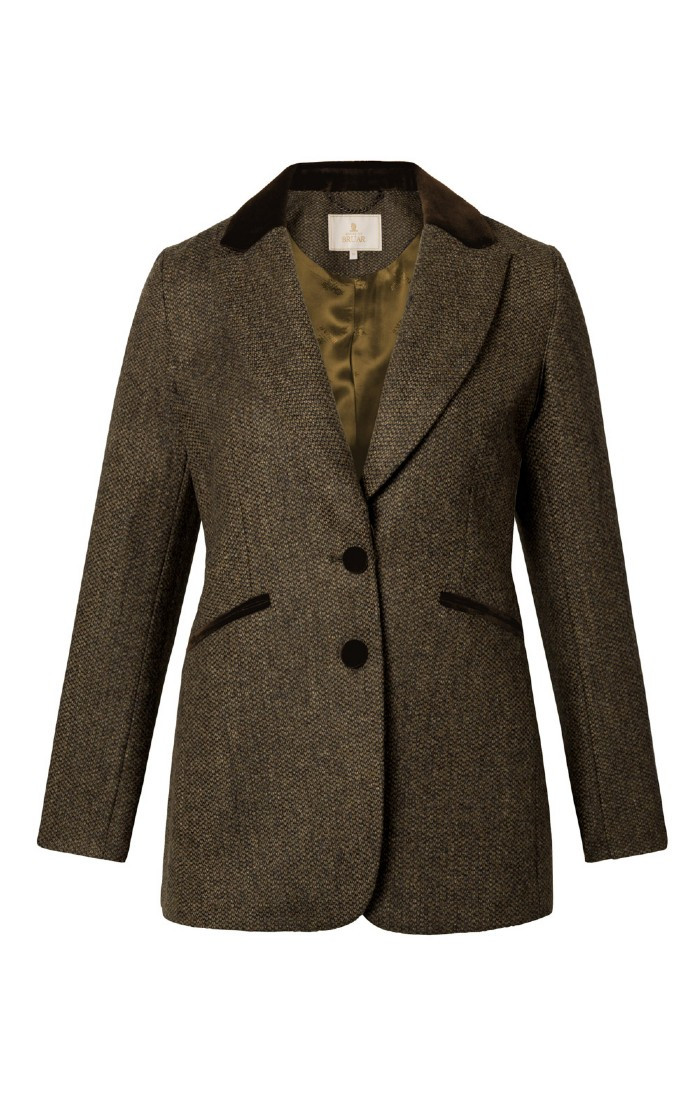 Ladies Velvet Trim British Tweed Blazer | The House Of Bruar