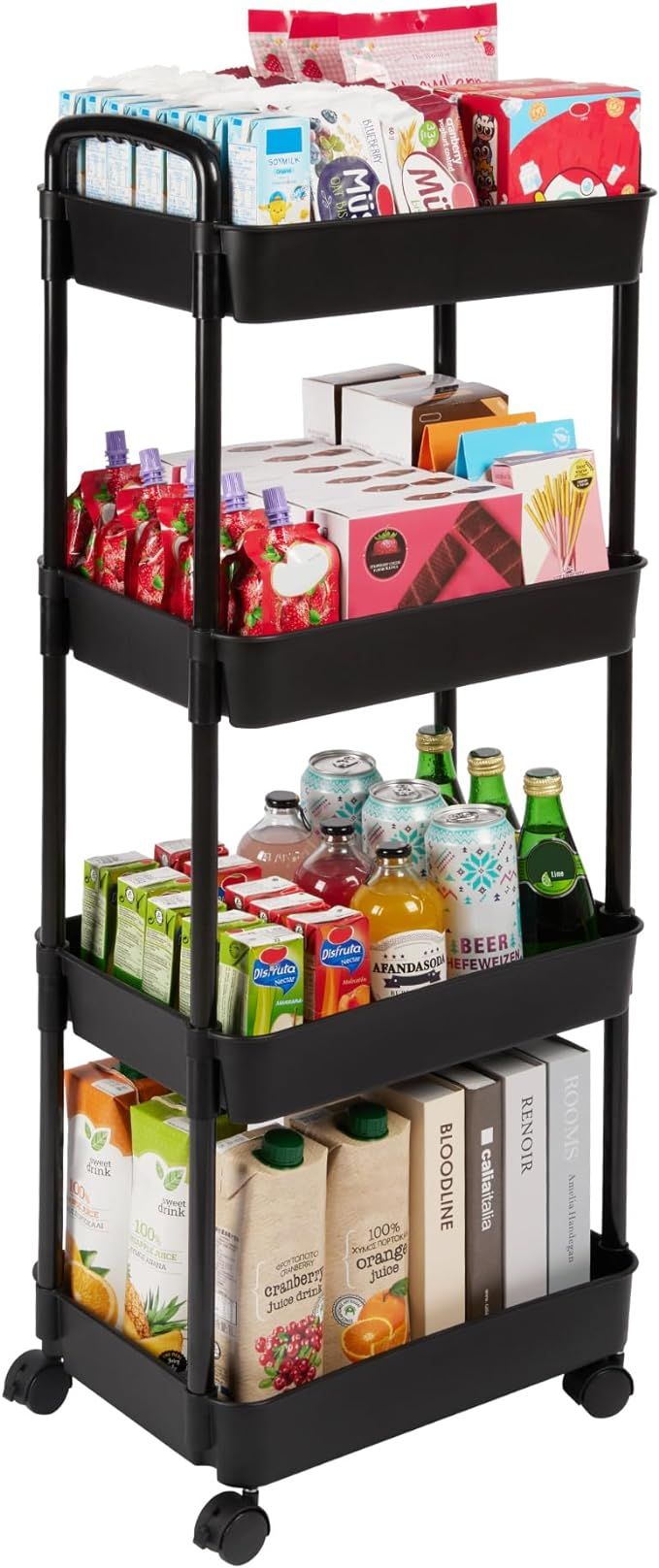 Vtopmart 4 Tier Rolling Cart with Wheels, Detachable Utility Storage Cart with Handle and Lockabl... | Amazon (US)