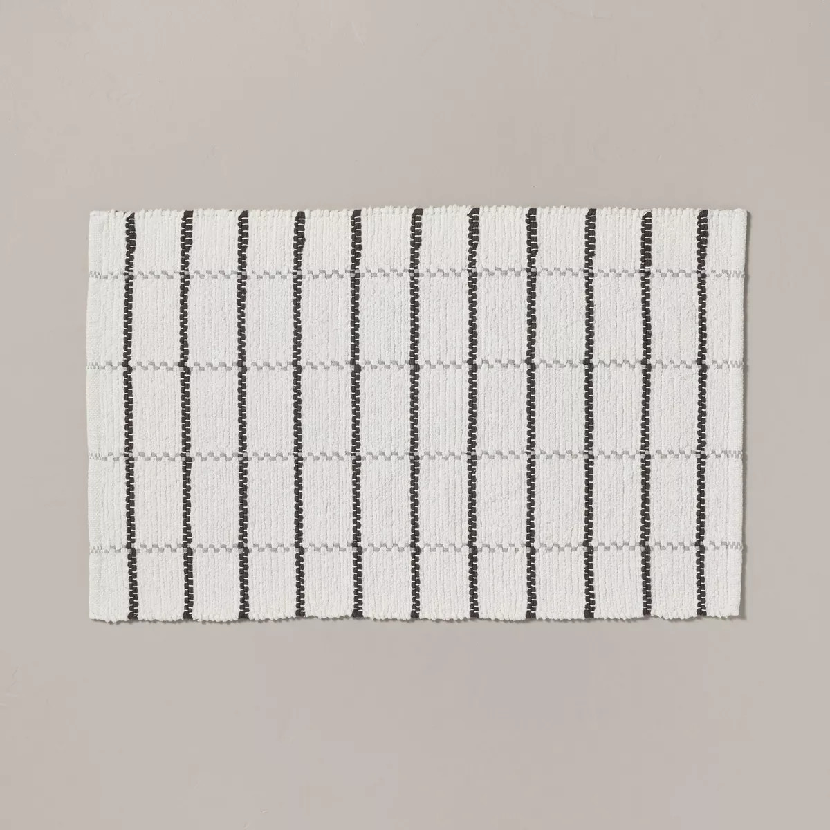 20"x32" Grid Weave Bath Rug Cream/Gray - Hearth & Hand™ with Magnolia: Woven Cotton, Machine Wa... | Target