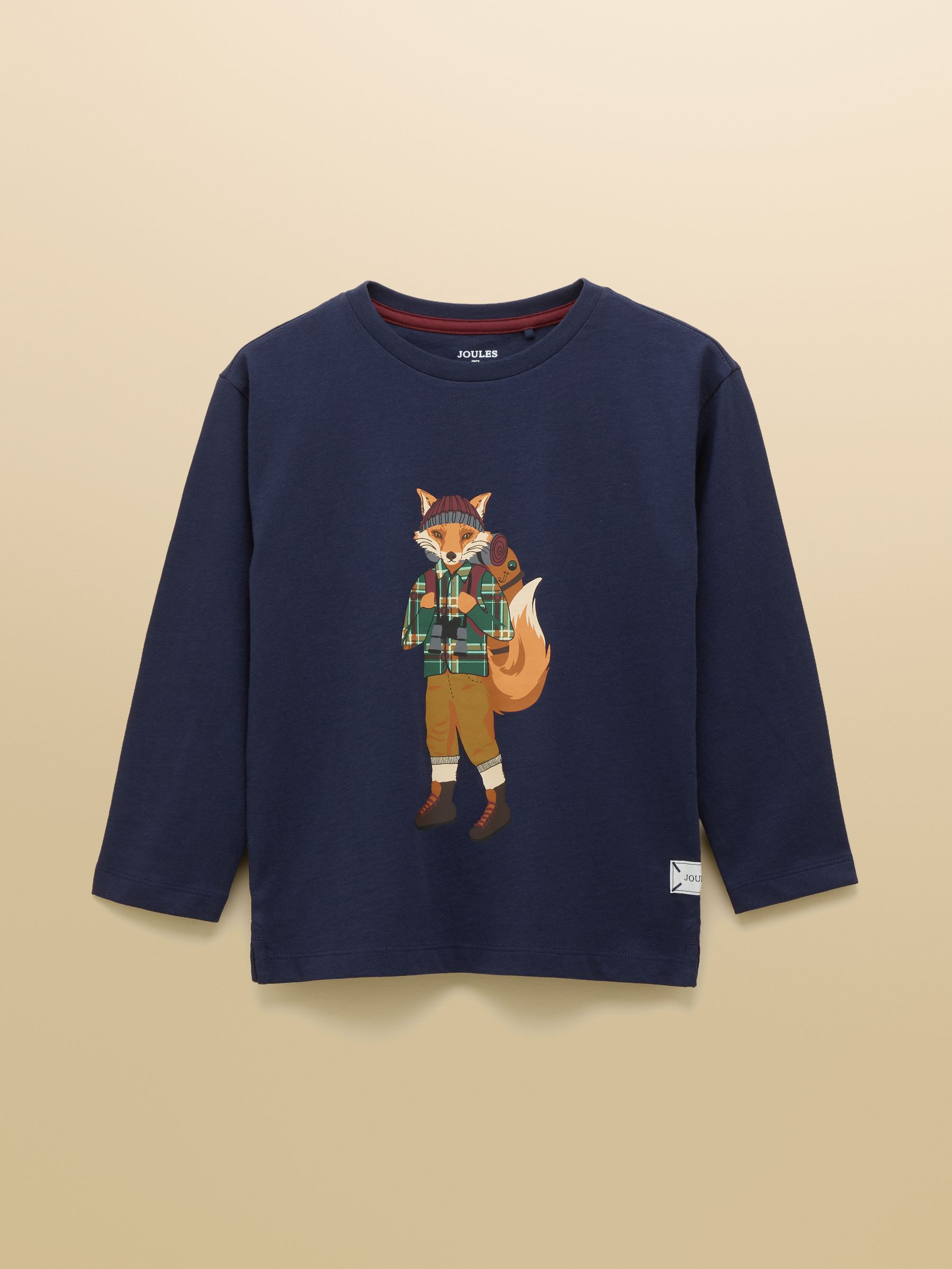 Boys' Finlay Navy Blue Jonty Fox Long Sleeve Top | Joules | Joules