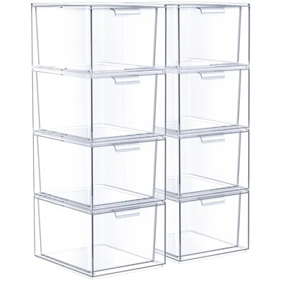 8 Pack Clear Stackable Acrylic Kitchen and Bathroom Drawer Organizers | Wayfair North America