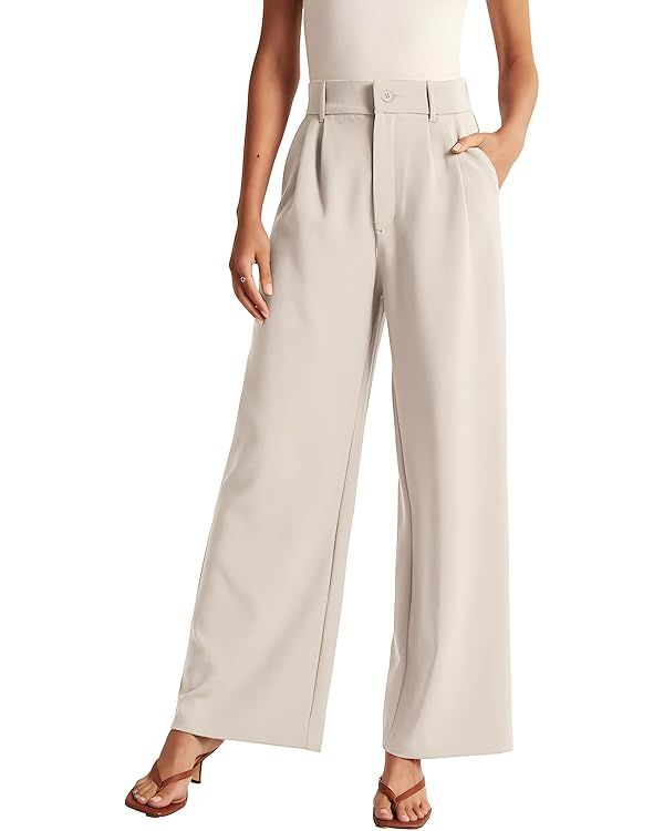 Womens Wide Leg Pants High Waisted Business Casual Summer Dress Pants Palazzo Long Work Trousers ... | Amazon (US)