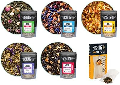 Tiesta Tea - Loose Leaf Starter Kit, Tea Set with Black, Green, Herbal Tea Sample Bags, Disposabl... | Amazon (US)