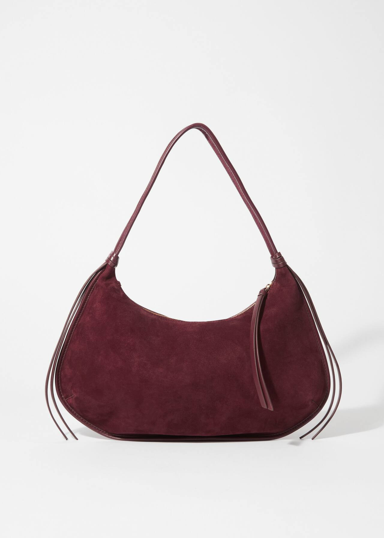 Schultertasche aus Veloursleder mit Fransen - Weinrot - & Other Stories DE | & Other Stories EU