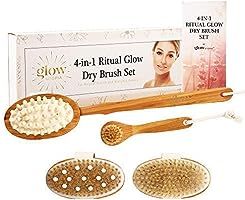 5-Piece Premium Dry Brushing Body Brush Set in Bamboo + Natural Boar Bristle (Beige): 3 Targeted Dry | Amazon (US)