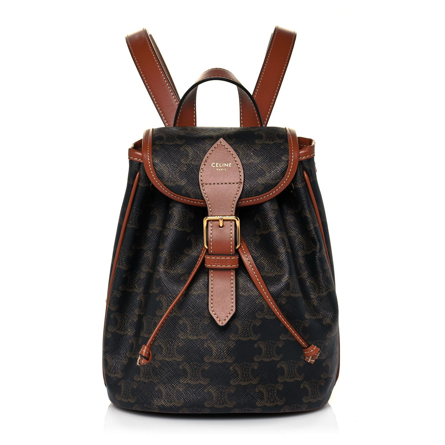 CELINE Triomphe Canvas Calfskin Mini Folco Backpack Tan | FASHIONPHILE | Fashionphile