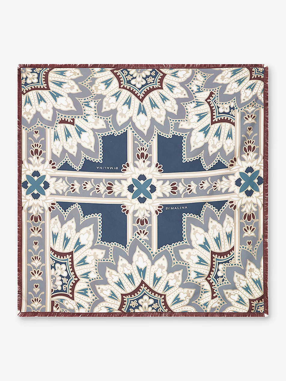 Tile geometric floral-print silk-twill scarf | Selfridges
