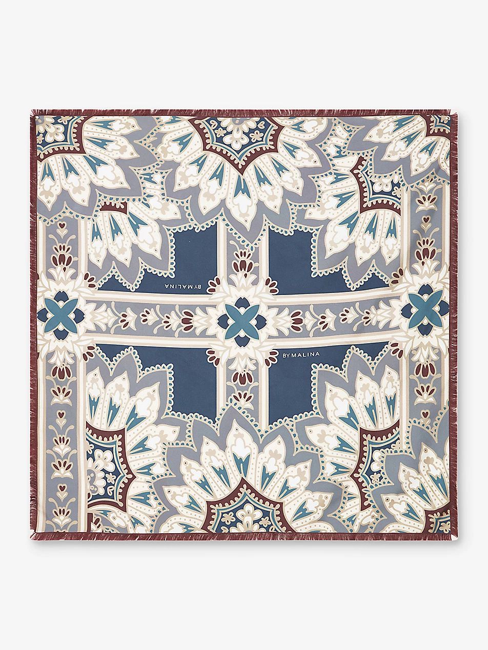 Tile geometric floral-print silk-twill scarf | Selfridges