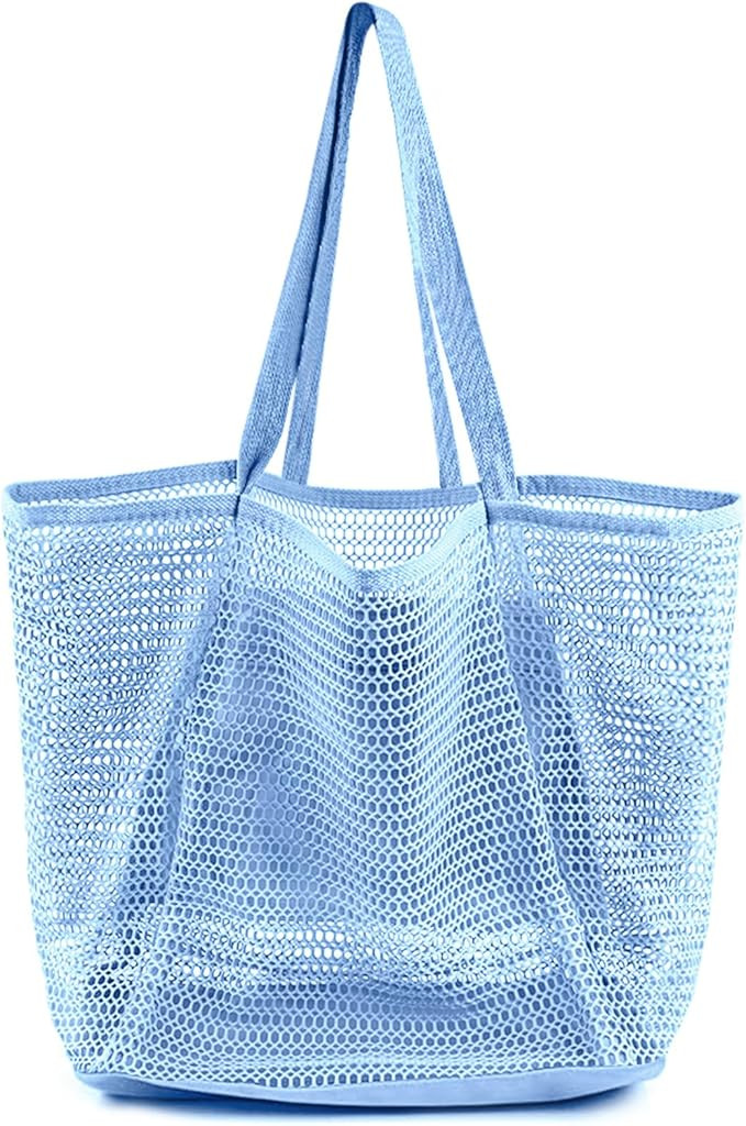 HOHOM Beach Bags for Women, Summer Travel Mesh Tote Bag with Large Inner Pocket, Sandproof Woven ... | Amazon (US)