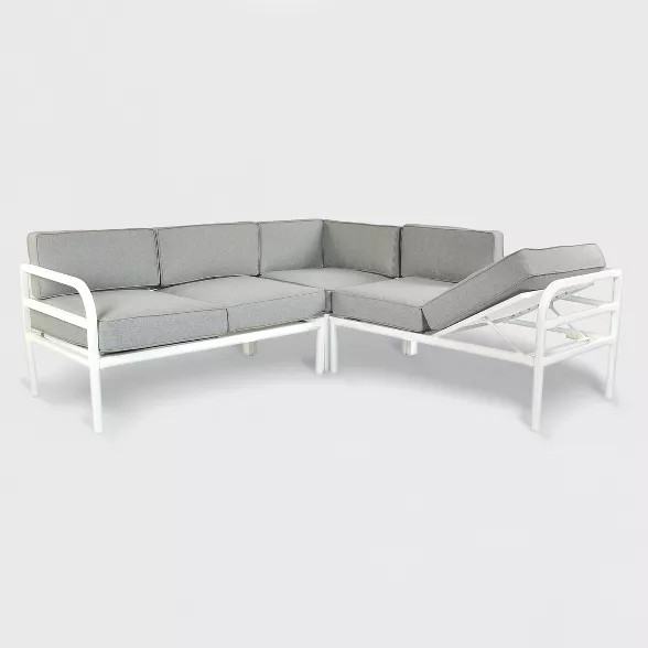 3pc Beacon Hill Patio Sectional with Chaise Feature Gray/White - Project 62™ | Target