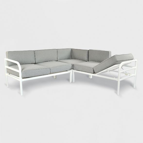 3pc Beacon Hill Patio Sectional with Chaise Feature Gray/White - Project 62™ | Target