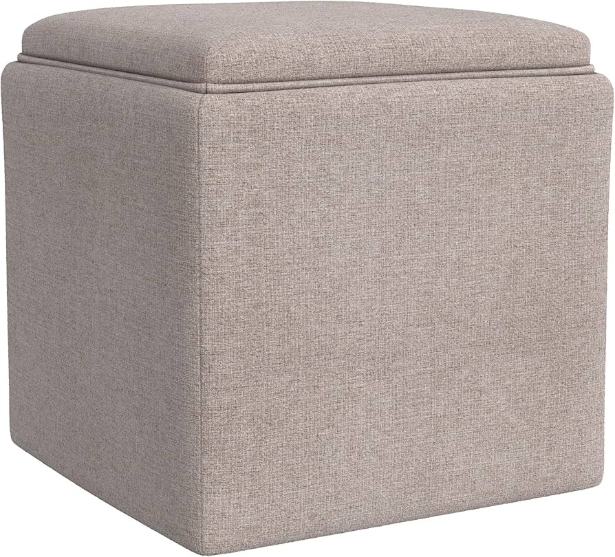 Homepop Home Decor |HomePop Storage Ottoman with Tray Top|Upholstered Modern Square Storage Ottom... | Amazon (US)