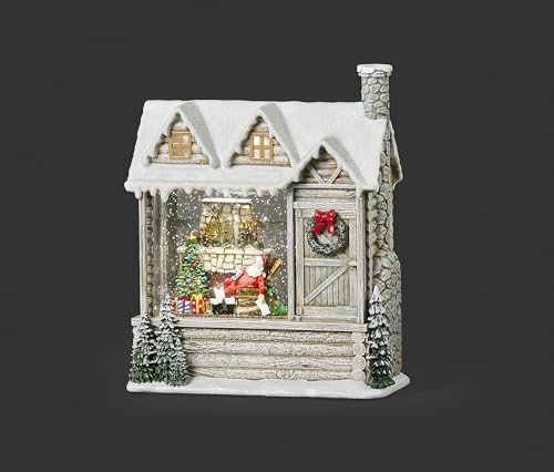 Roman, 9" H Lighted Swirl Slepping Santa's in a Log Cabin, Tabletop Christmas Decoration | Amazon (US)