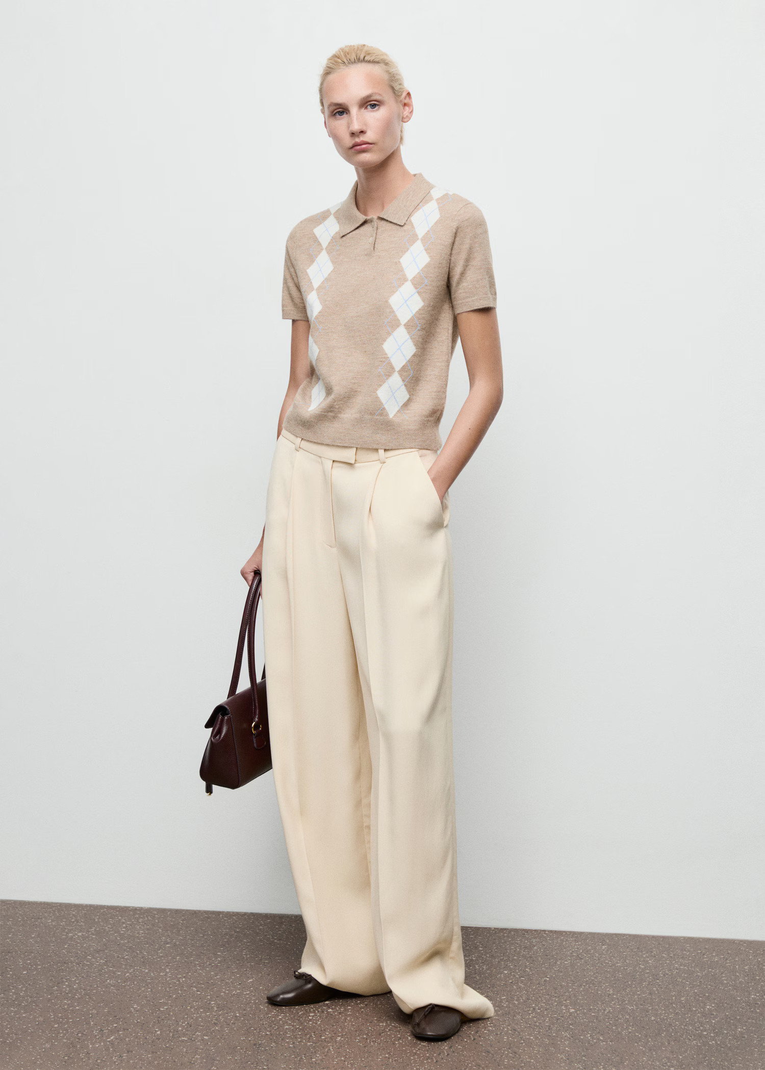 Argyle polo neck sweater | Mango (US/MX/AU)