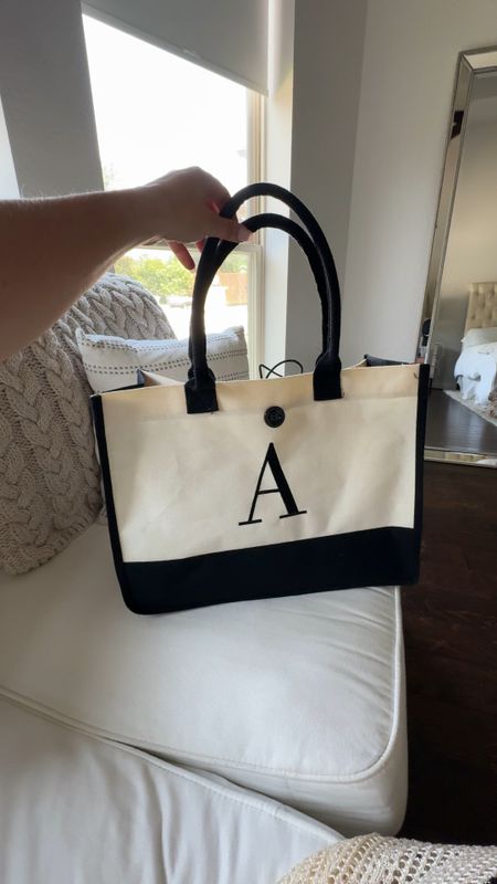 Travel or beach tote that is personalized with an initial is on sale currently. Would make a cute house warming gift or wedding gift idea. You can fill up with towels, wine, or whatever. 👏🏻👏🏻

#LTKWedding #LTKOver40 #LTKTravel