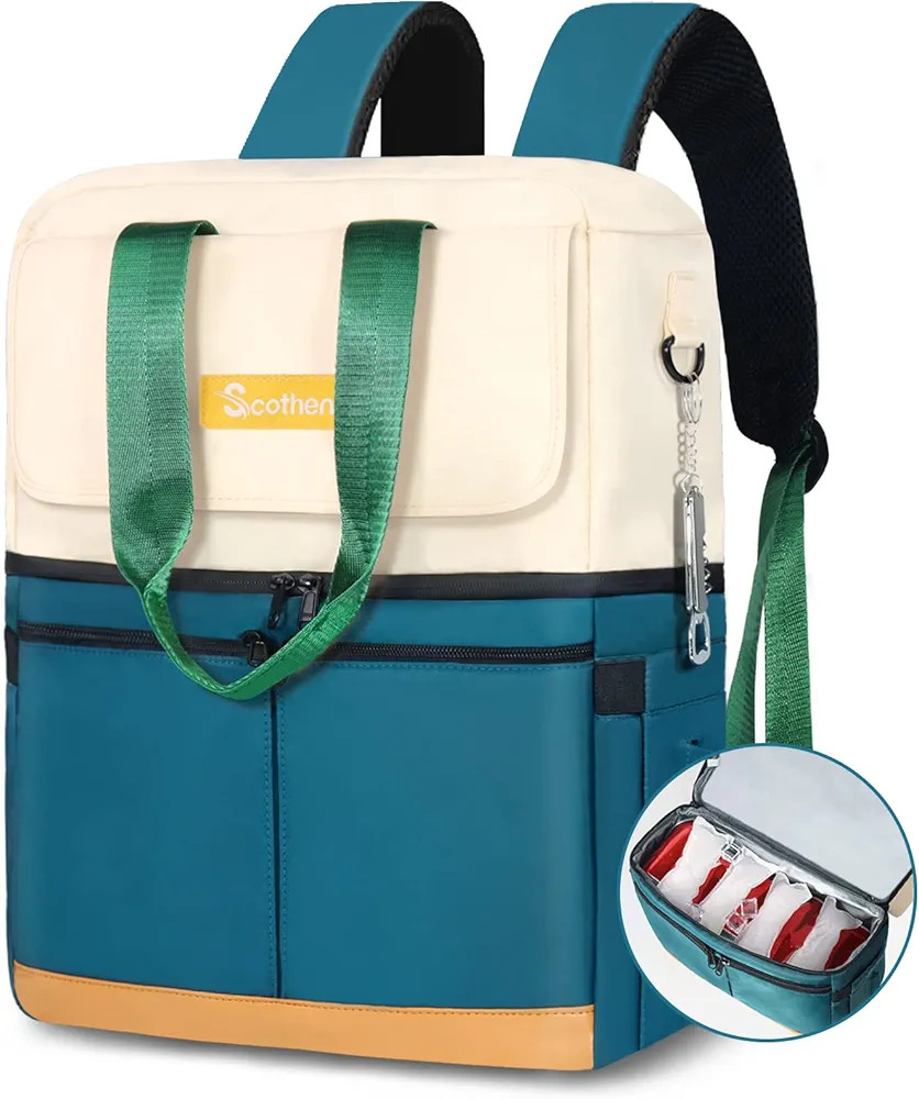 Scothen Backpack Cooler with Double Decker & 12 Ice Packs- Keeps 36 Cans Cold for Up to 24 Hours-... | Amazon (US)