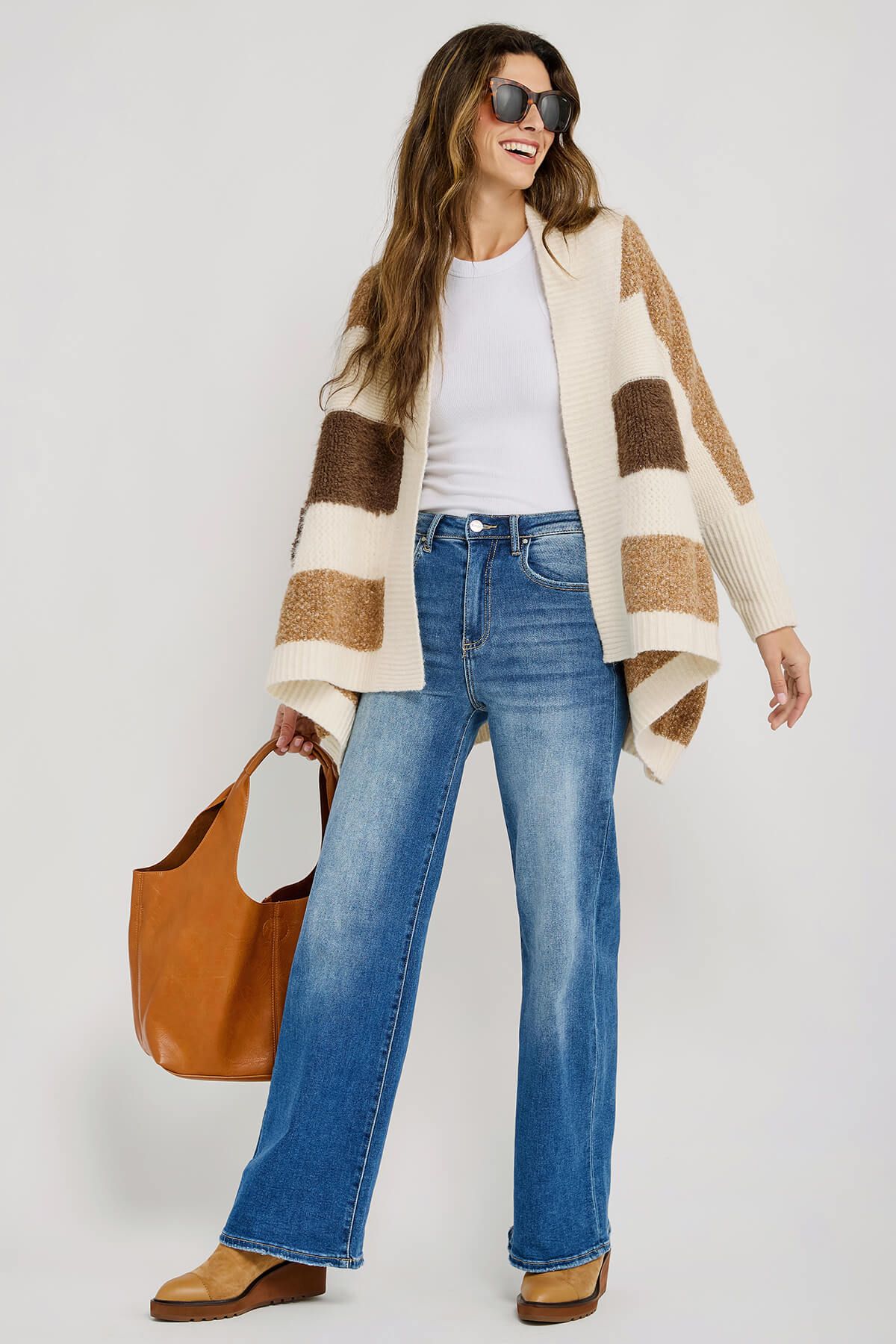 Look By M Color Block Knit Cardigan | Social Threads