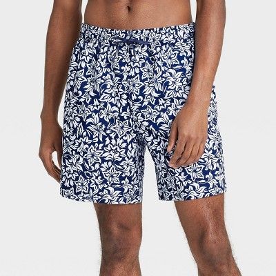 Speedo Men's 8" Floral Print Swim Trunks - Navy | Target