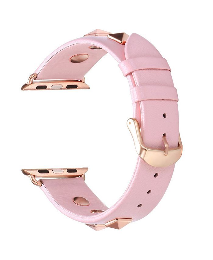 Posh Tech Men and Women Pink Studded Genuine Leather Replacement Band for Apple Watch, 38mm & Rev... | Macys (US)