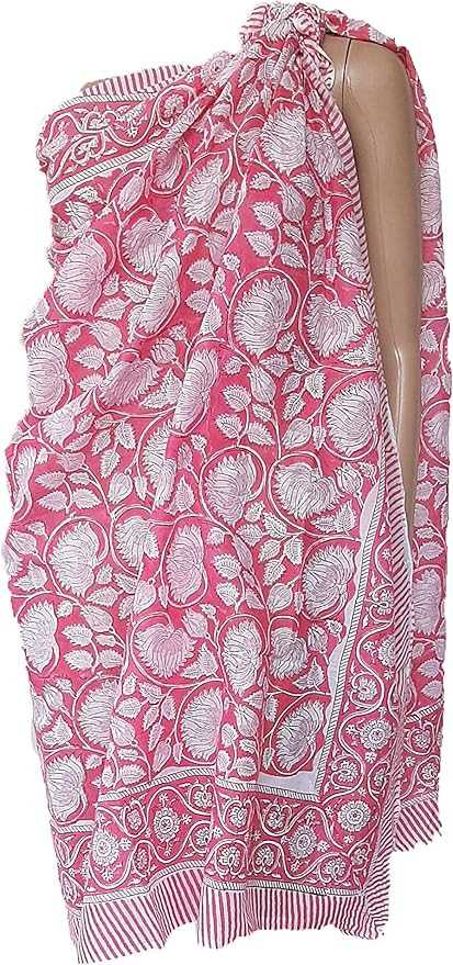 SATNAM Handicraft Women's Cotton Floral Printed Sarong for Womens Summer Beachwear Printed Pareo ... | Amazon (US)
