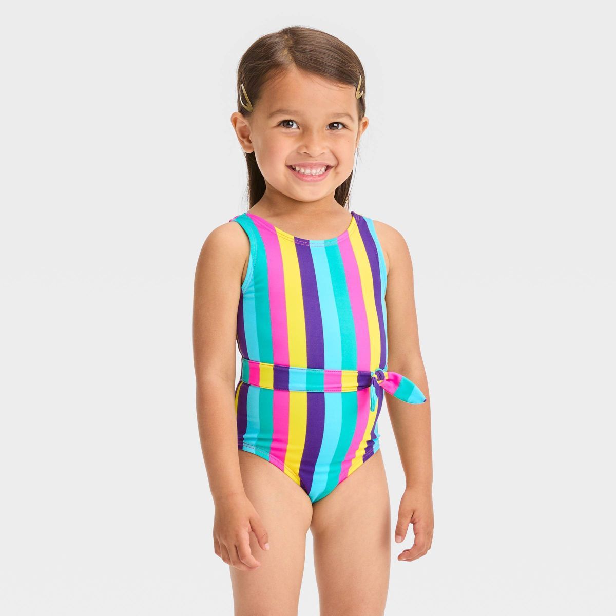 Toddler Girls' Striped Belted One Piece Swimsuit - Cat & Jack™ | Target