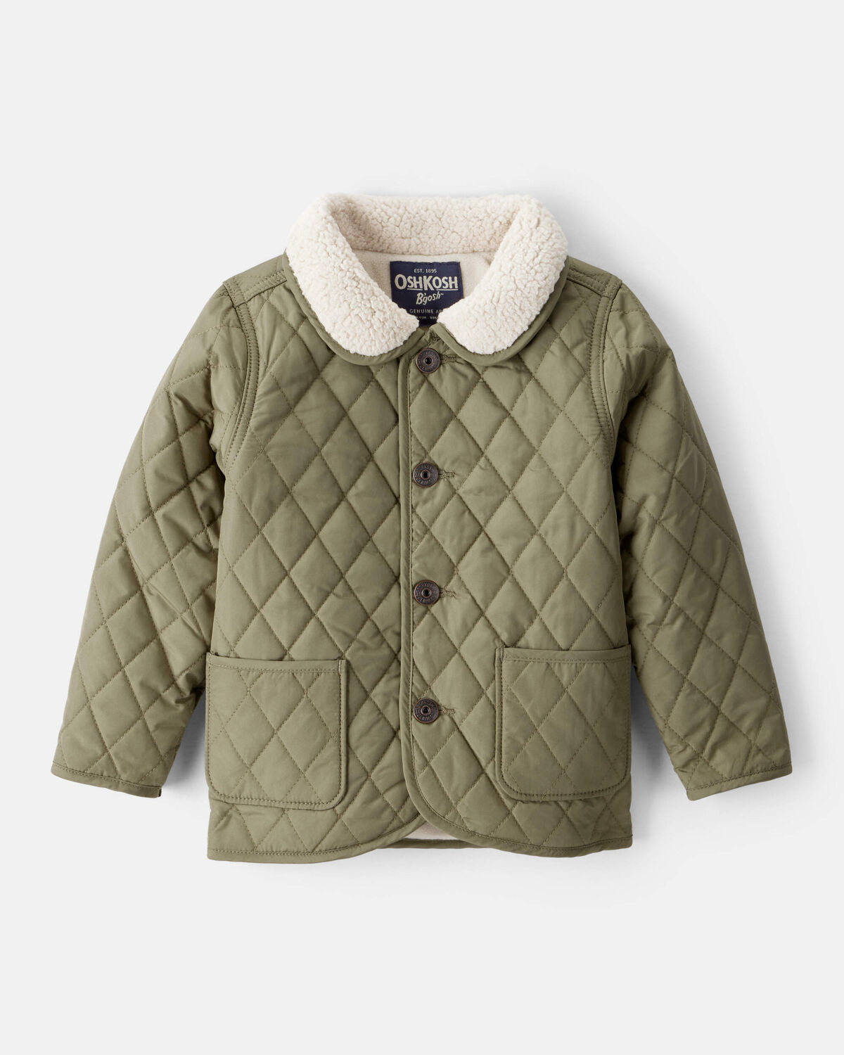 Toddler Boy Quilted Long-Sleeve Fashion Jacket - Olive | Carter's Inc