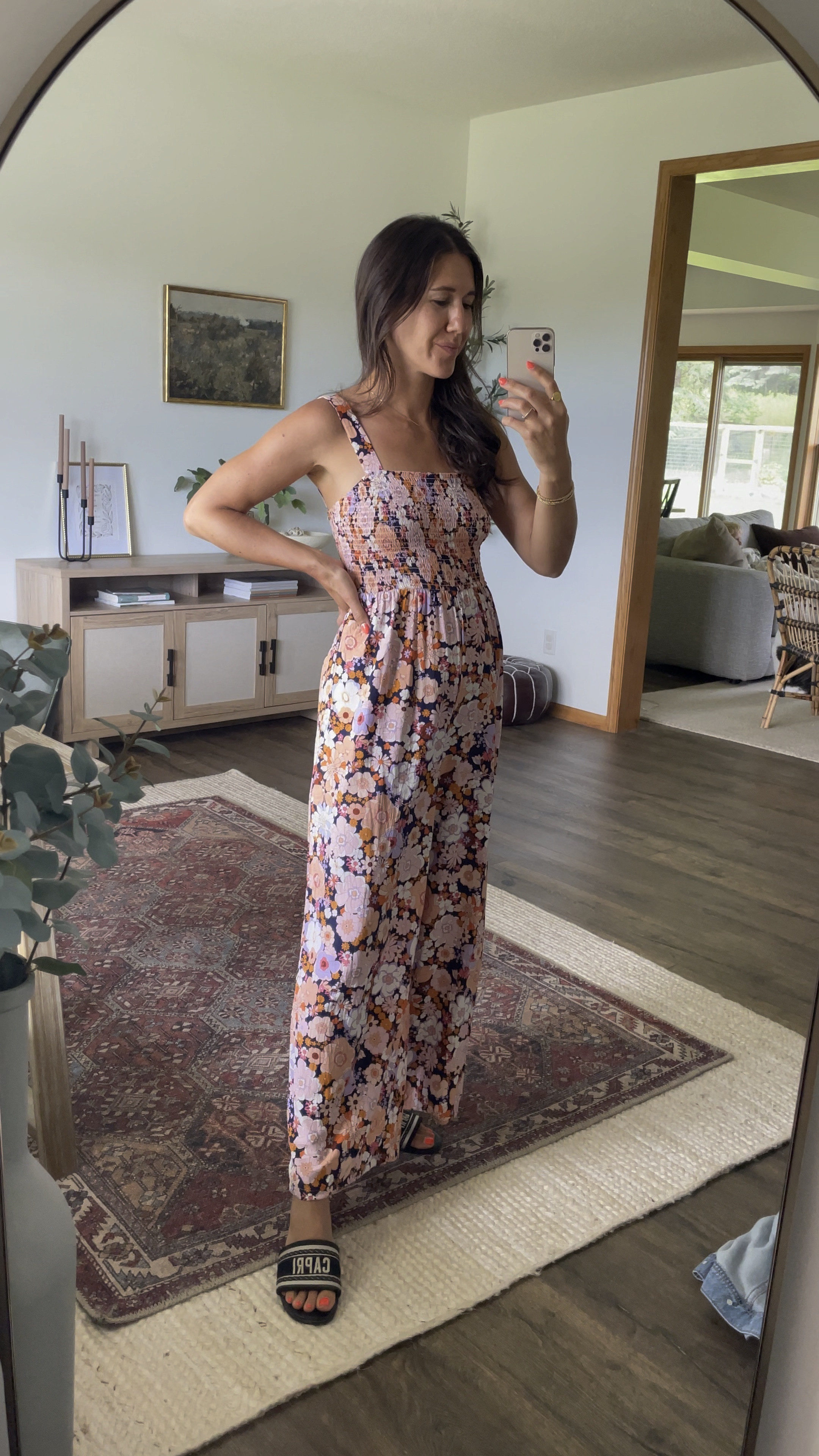 Lightweight comfy jumpsuit from Amazon fashion! Weairng my true size small 

Smocked jumpsuit 
Summer outfits 
Summer outfit 
Sandal slides
Amazon finds 

#LTKShoeCrush #LTKBump #LTKFindsUnder50