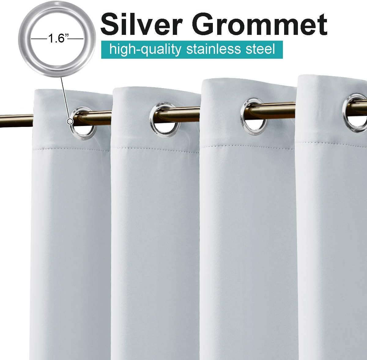 NICETOWN 2 Panels Greyish White Outdoor Curtains for Patio Waterproof, Rustproof Stainless Steel ... | Amazon (US)