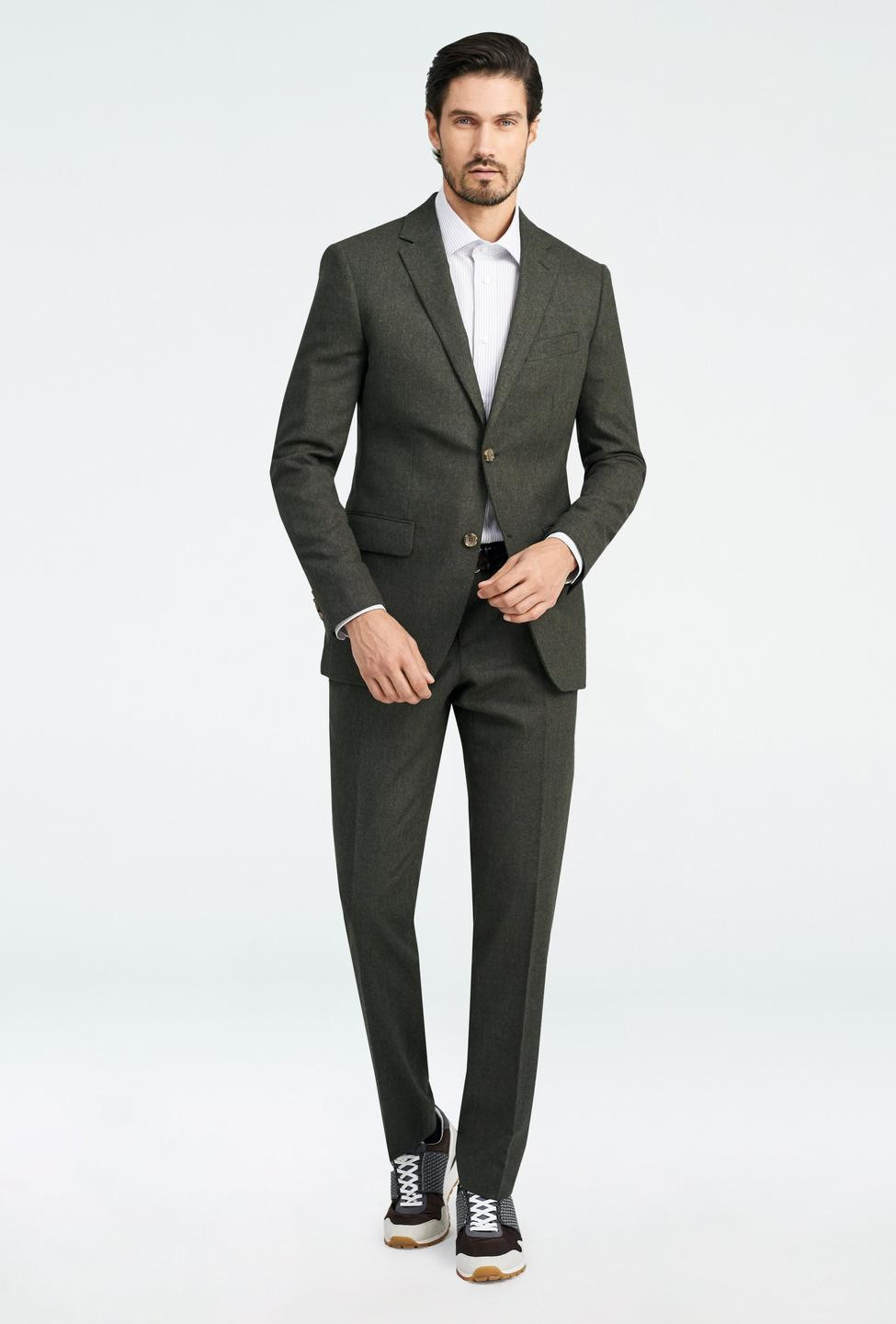 Hayward Flannel Olive Suit | Indochino