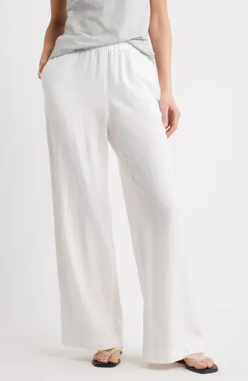 Wide Leg Pull-On Linen Blend Pants | Nordstrom