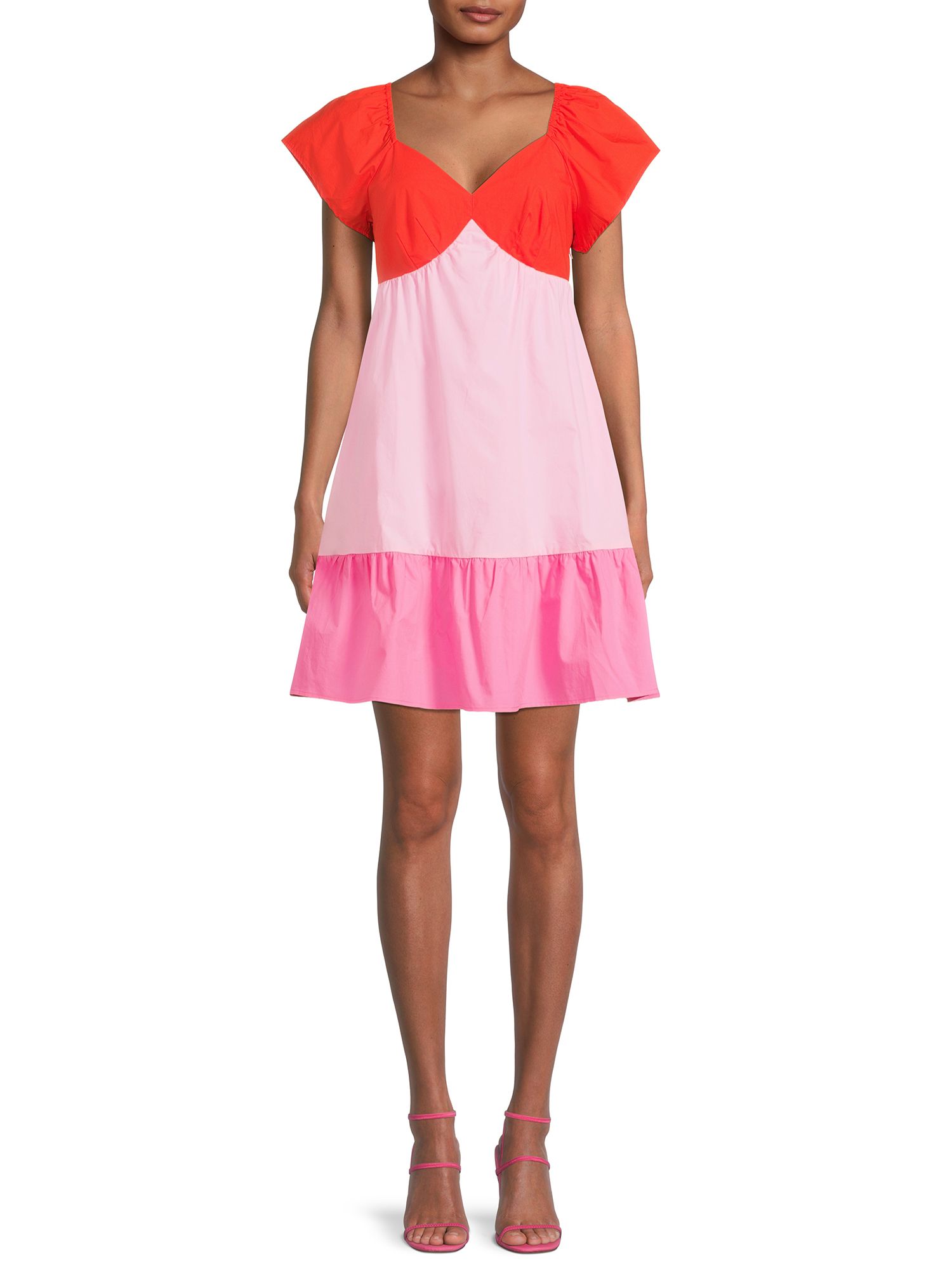 The Get Women's Short Sleeve Colorblock Mini Dress | Walmart (US)