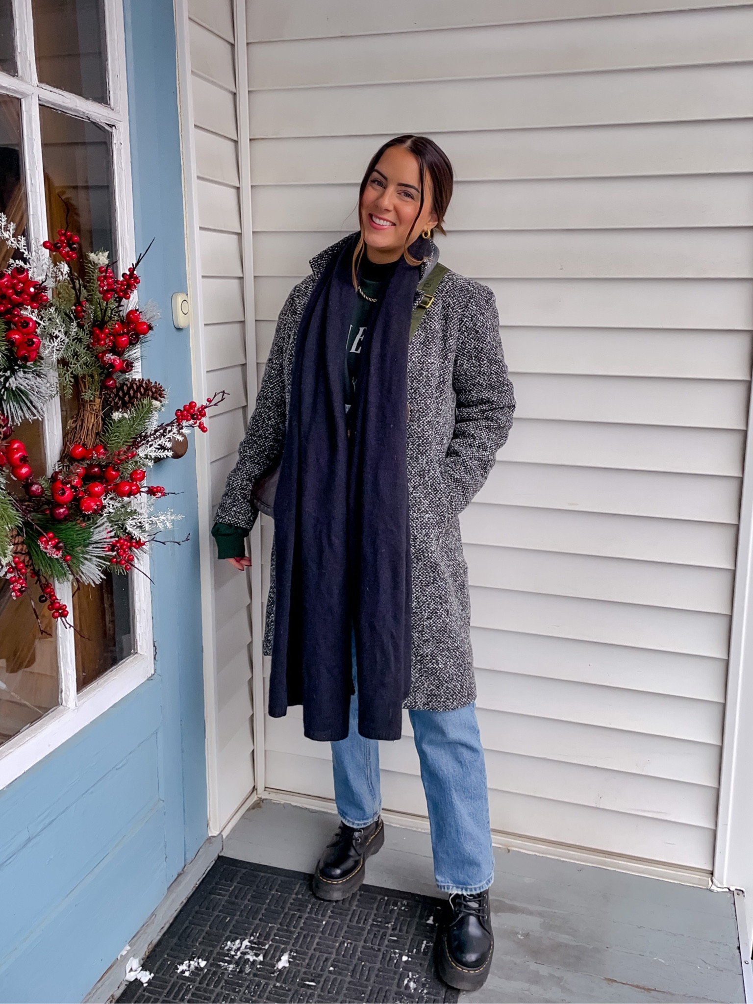 Casual winter outfit - jacket on sale (mp), m sweatshirt & turtleneck, 28s denim 

#winteroutfit #abercrombieoutfit #holidayoutfit

#LTKHoliday #LTKshoecrush #LTKsalealert
