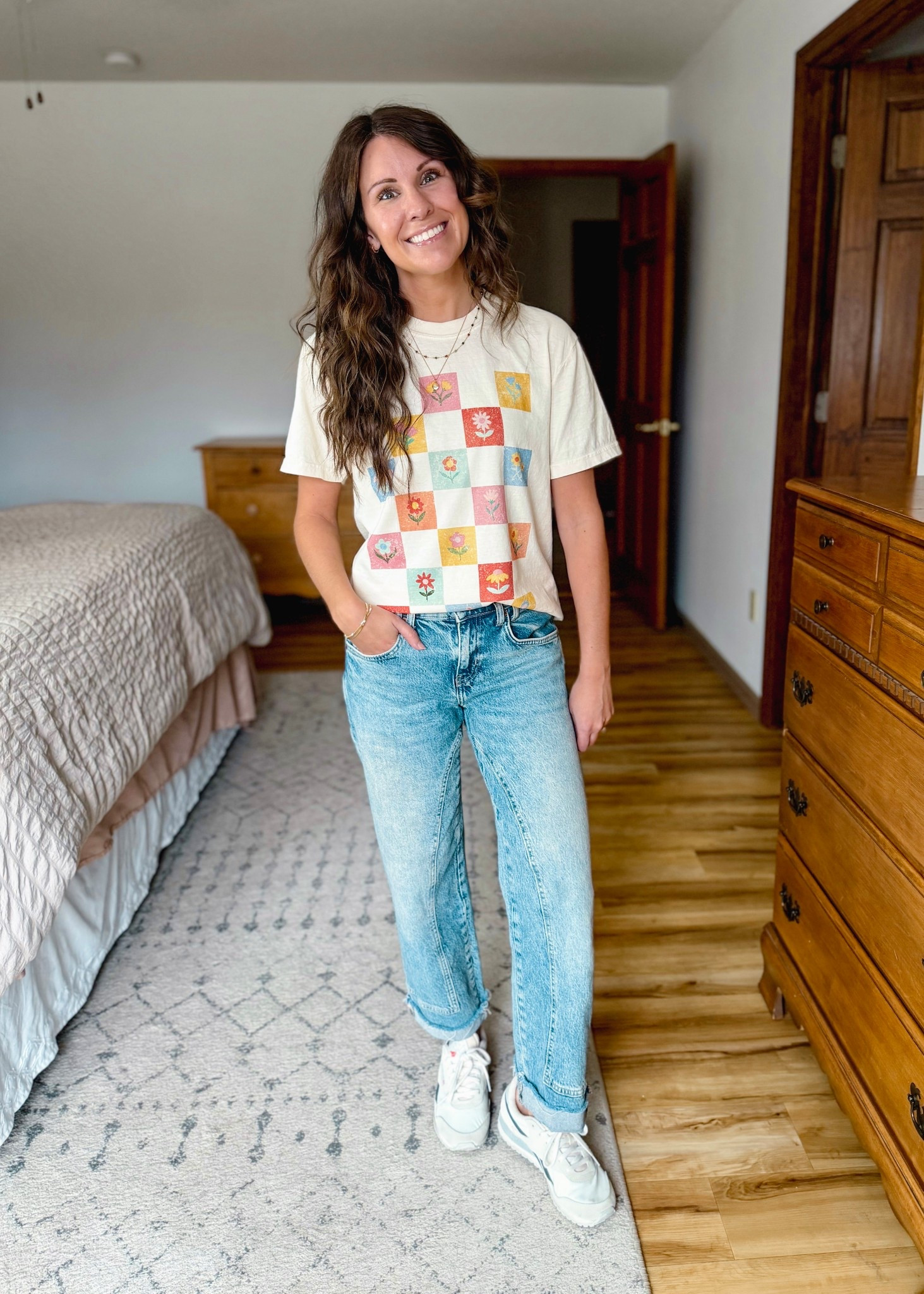 love this fun flower graphics tee! It’s so colorful and fun. These jeans have remained a favorite for almost two years now!

Tee: Small 
 Jeans: 24
Sneakers: 6.5



#LTKootd #LTKSeasonal #LTKPetite