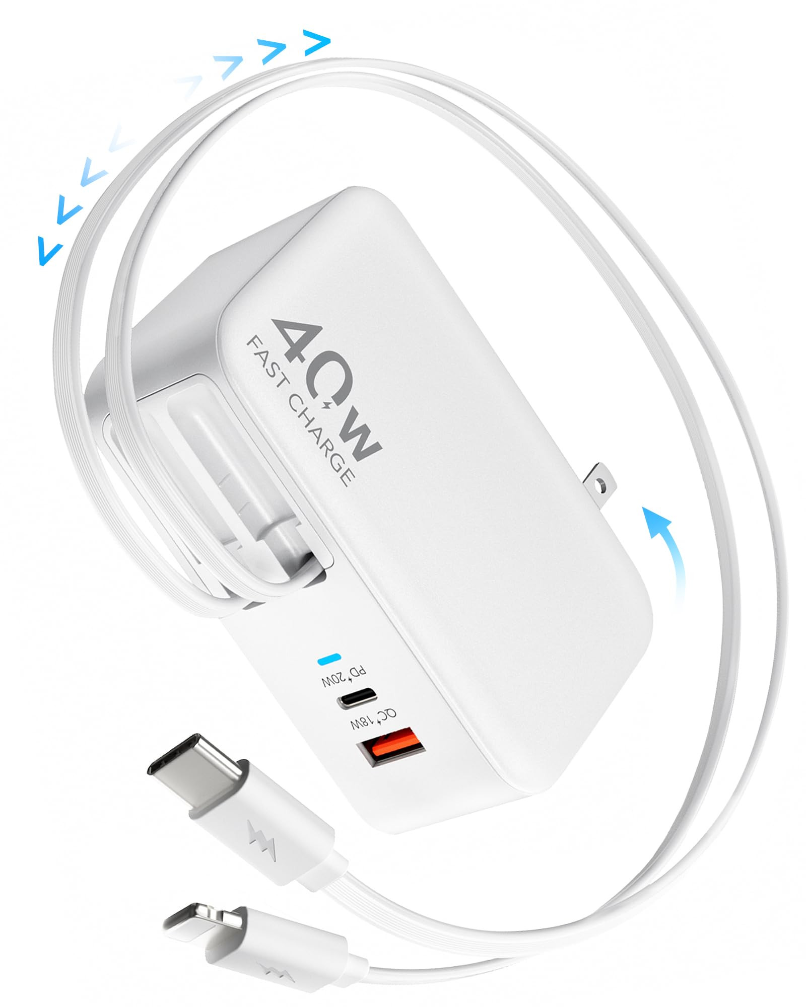 4-in-1 Retractable Gan Wall Charger Plug for iPhone 17 USB C,Travel Essentials Brick Multiport,3f... | Amazon (US)